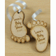 BABY SHOWER BABY FEET WOODEN TAGS BOMBONIERE FAVOURS GIFT LASER ENGRAVED